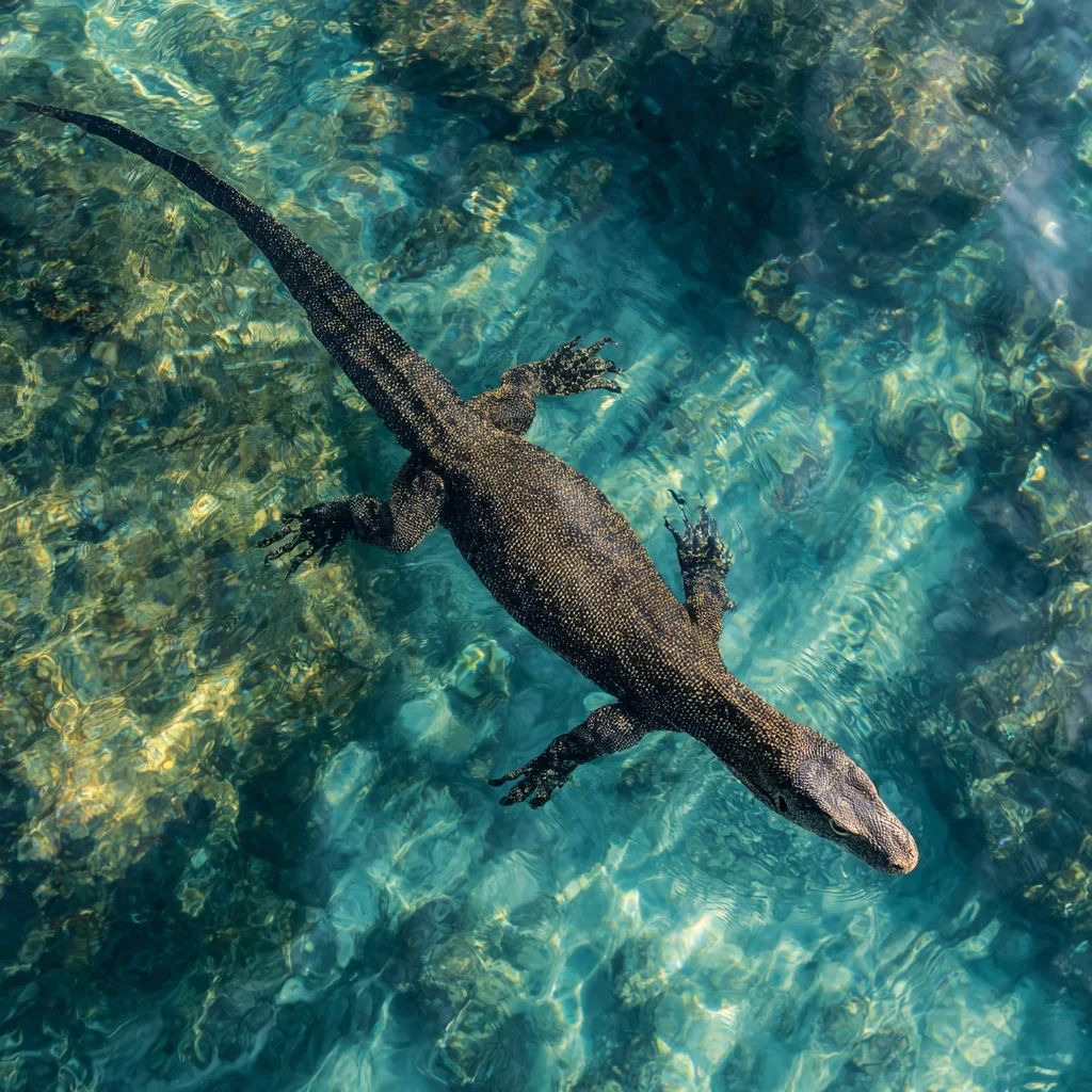 Water monitor lizard swimming in Krabi - one of the many natural sights in Krabi
