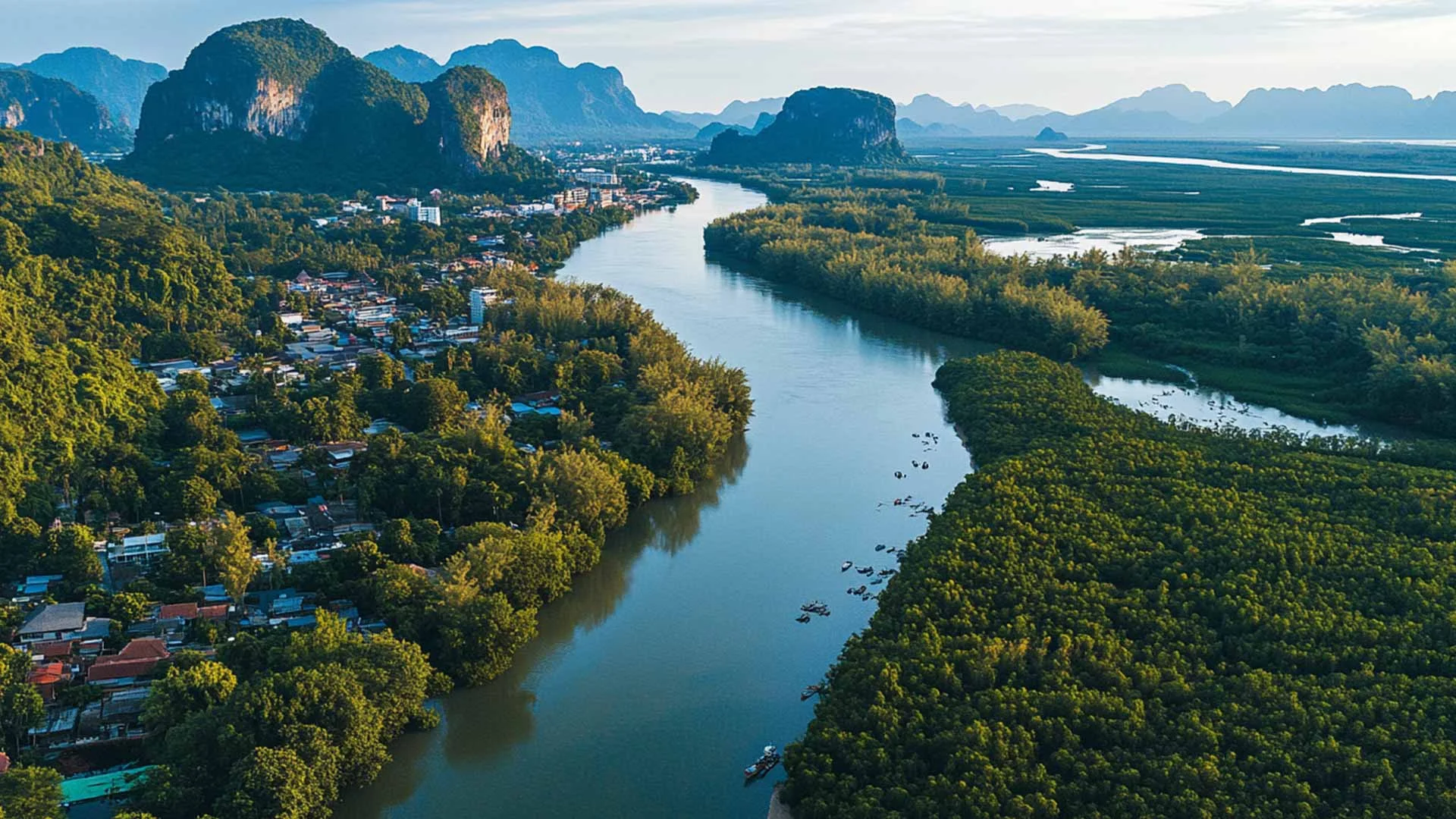 Aerial view of Krabitown in Krabi, Thailand