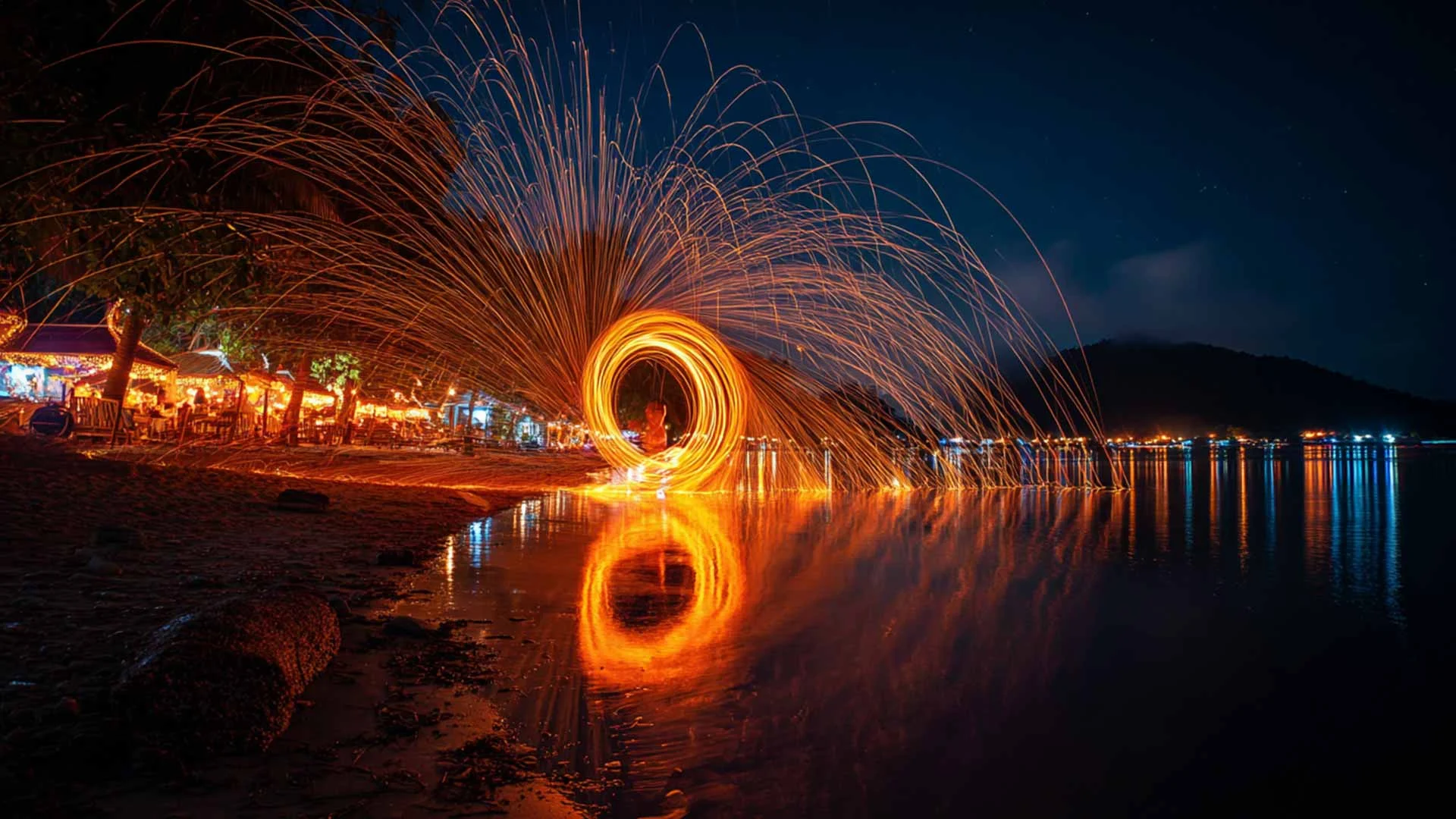 Fire dancing/partying activities on Koh phi phi