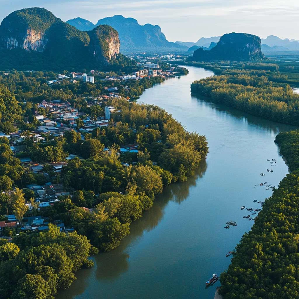 Mangrove forests surround much of the Krabi coastline