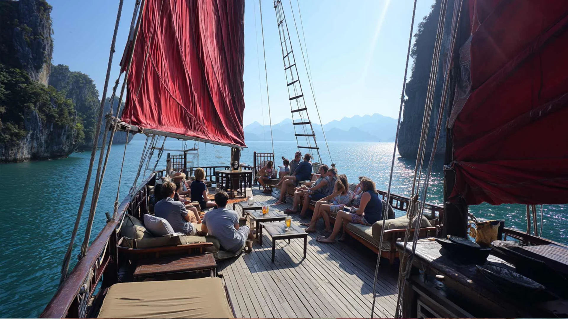 Relaxing and enjoying the sights aboard the boat