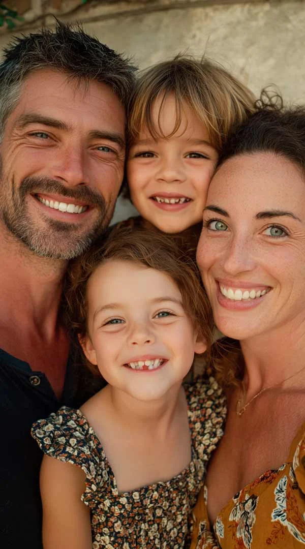 Happy family traveling together