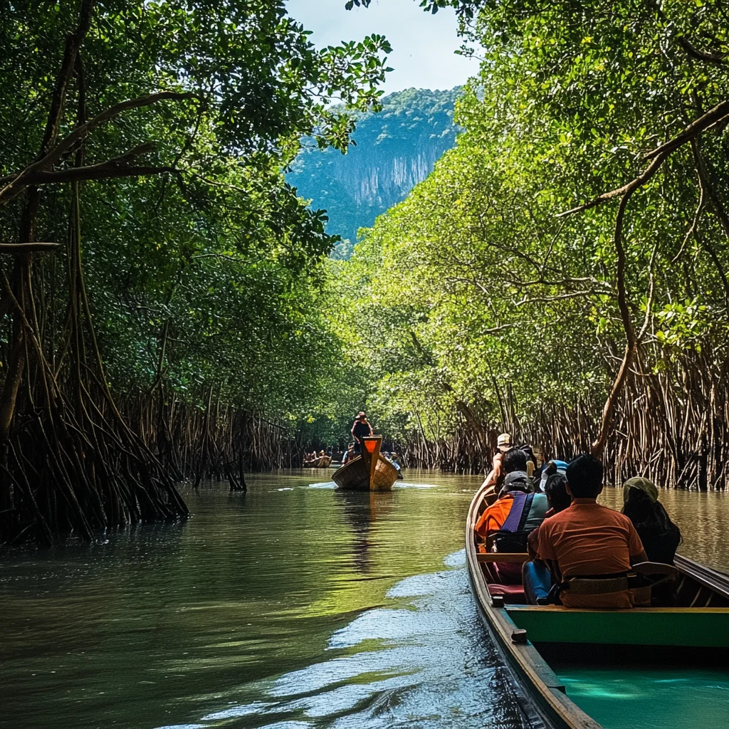 Kayaking through mangrove forests next to Krabitown
